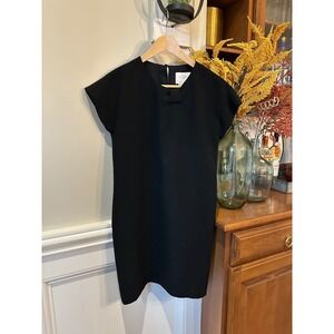 Kate Spade New York Black Dress Cap‎ Sleeve Sheath Dress Bow Neckline Lined SZ 2